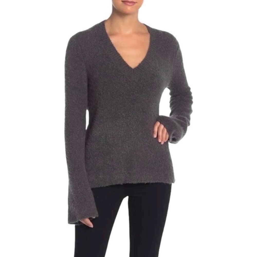 360 Sweater Sweater Size Medium Emory Gray V-Neck Wool Alpaca Blend